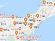 Dane County Coronavirus Map for March 8